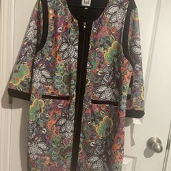 NWT Luii Size XL Knee Length Colorful Zipper Front Dress