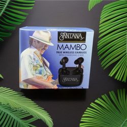 "MAMBO" BY CARLOS SANTANA TRUE WIRELESS BLUETOOTH EARBUDS WITH CHARGING CASE, BLACK with Voice Isolating Microphone, Deep Bass Stereo