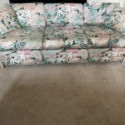 Queen Sized  Printed Upholstered Wicker Sleeper Sofa 