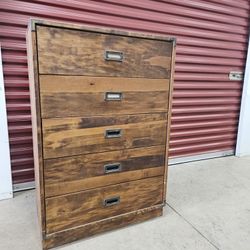 Vintage Campaign Style Solid Wood Dresser