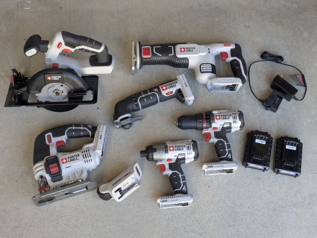 Porter Cable Power Tools 7 PC. Set 20v ~ LIKE NEW ~ WITH CANVAS BAG