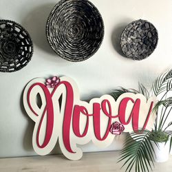 Custom Laser Cut Wood Name Sign 