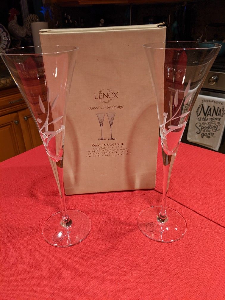 "NIB" GIFT Lenox "Opal Innocence" Champagne Flutes