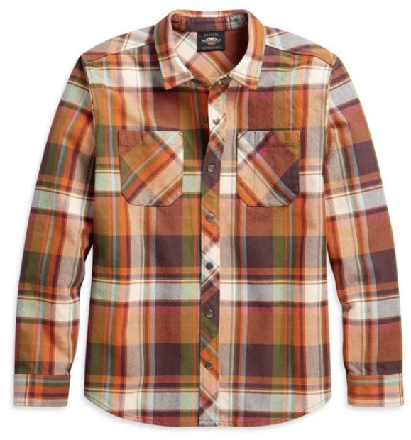 Men's Harley-Davidson Motorcycles Vintage Plaid Shirt jacket Shacket Front Snap Heavyweight Twill L