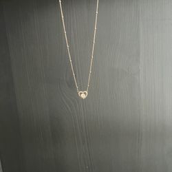 Zales White Sapphire Heart Necklace 