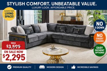 No $ down no credit needed gray modern sectioal special