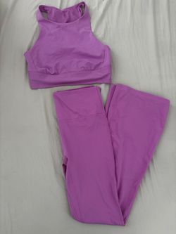 Purple Sports Bra and Flare Leggings Set