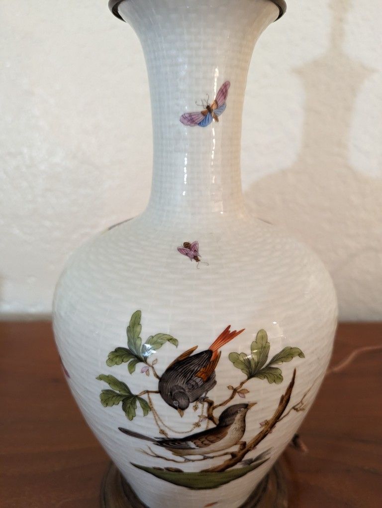 Antique Herend Basket weave Lamp