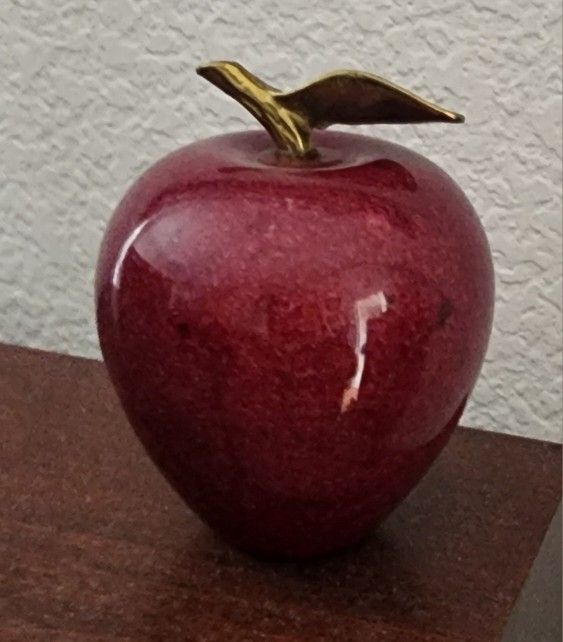 Apple Paperweight With Gold Stem 