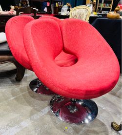 Manhattan Comfort Perch Red Wool Blend Adjustable Swivel Accent Chair