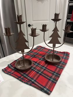 Awesome Rustic / Country Metal Christmas Tree Candle Holders 