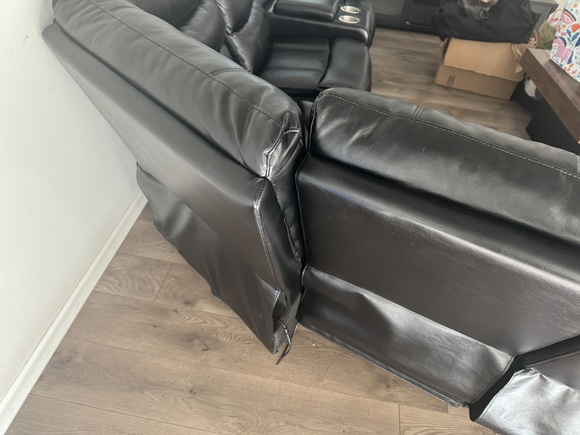 Black Leather Sectional