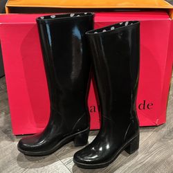 Kate spade black rubber rain boots size 6