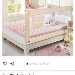 70 Inches Bed Rail for Toddlers Fold Down Safety Baby Bed Guard Swing Down Bedrail