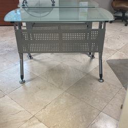 Office Desk Glass With Metal Frame