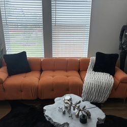 104” Modern Velvet Sectional Couch – Like New