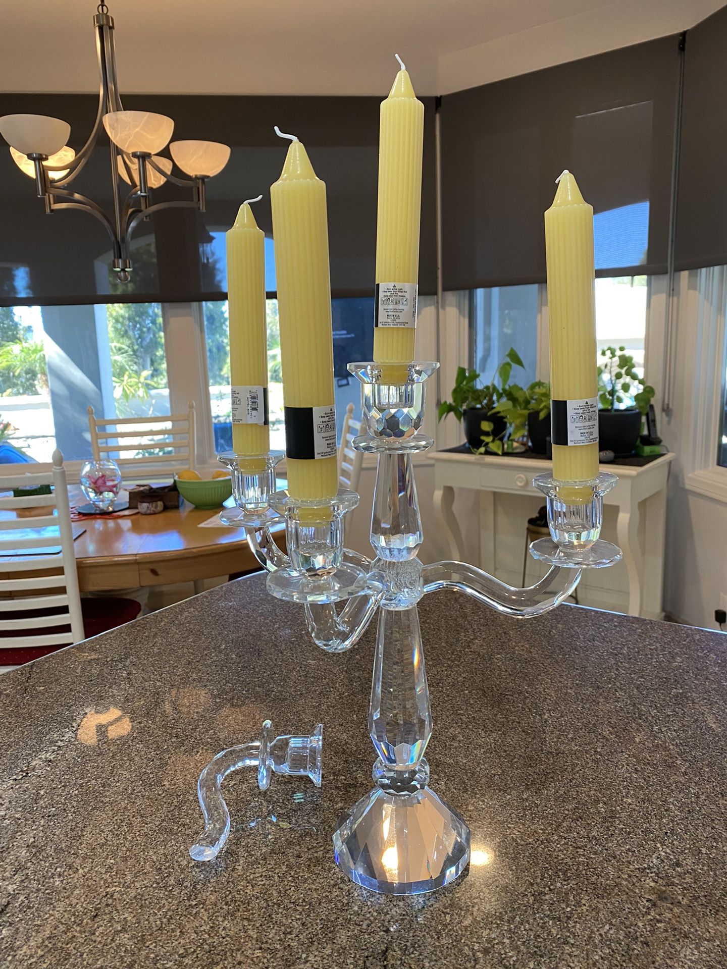 Crystal Candelabra  With One Arm Broken! (candles Are Not Included)