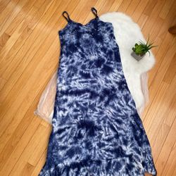Justice Blue Tie-Dye Maxi Dress Sequin Detail S/M