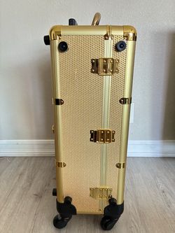 SlayCase XL Vanity Travel Train Case in Champagne Sparkle