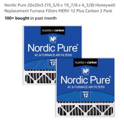 Nordic Pure 20x20x5 (19_5/8 x 19_7/8 x 4_3/8) Honeywell Replacement Furnace Filters MERV 12 Plus Carbon 2 Pack