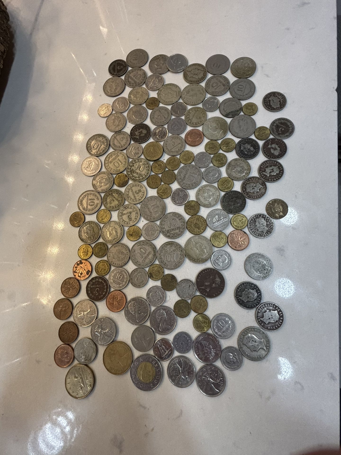 Foreign Coin/coins Lot In Old Leather Pouch.