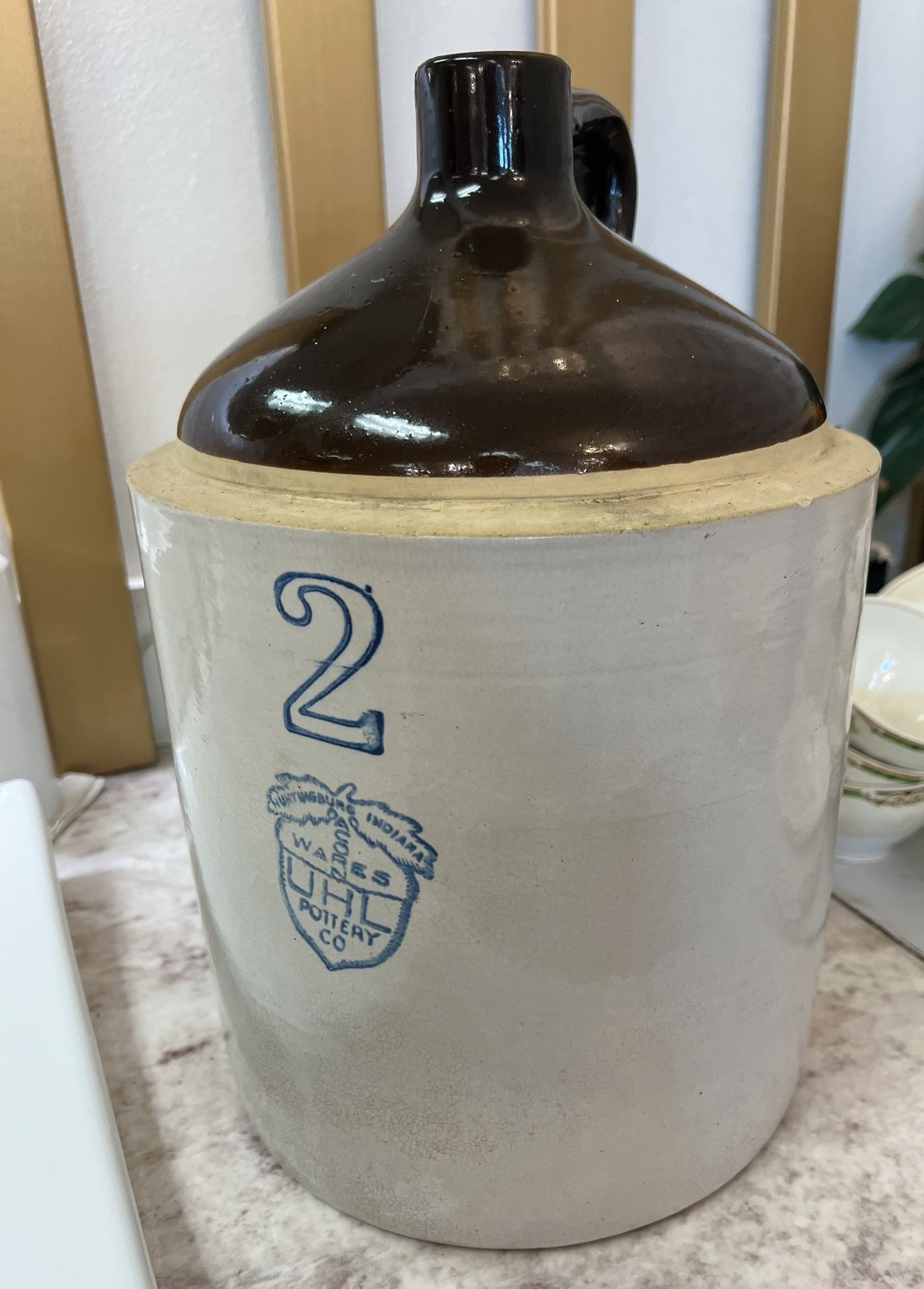 Vintage UHL Pottery 2 Gallon Stoneware Jug – Huntingburg, Indiana 