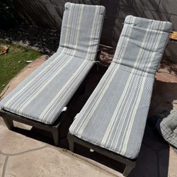 Set Of 2 Adjustable Outdoor Chaise Lounge Chairs