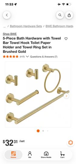 BWE 5-Piece Brushed Gold Bath Hardware Set