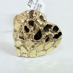 10K Gold Nugget Heart Ring