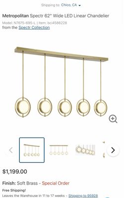 Metropolitan Spectr 62" LED Linear Chandelier – Soft Brass