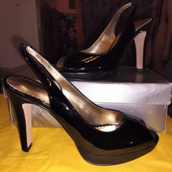 Jessica Simpson Blk Open Toe 4" Cone Heels NWT And Box Size 8 