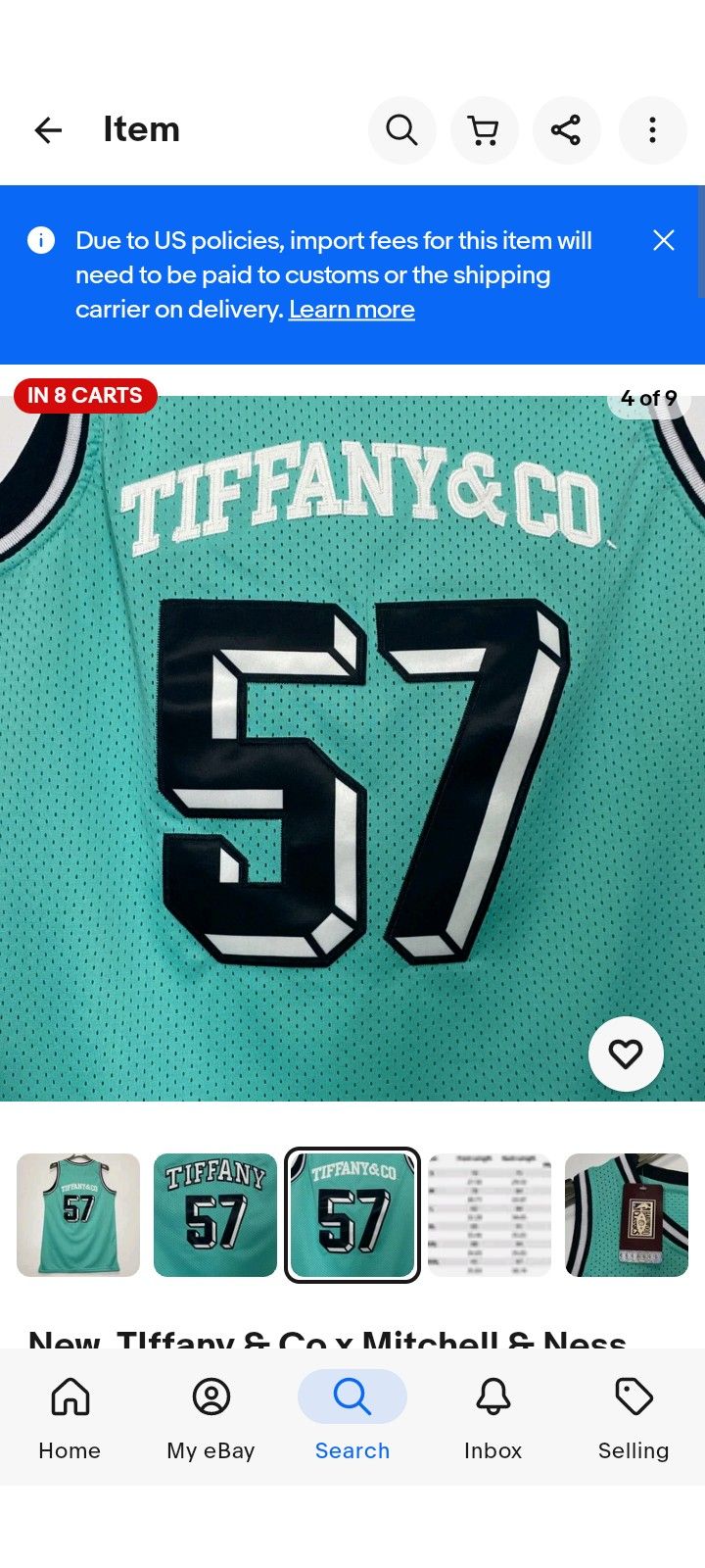 Men's Large Mitchell & Ness Tiffany & Co. Sewn Basketball Jersey Brand New