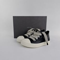 Rick Owen's Low Top Leather Jumbo Laced Sneaker 8 US 41 EU