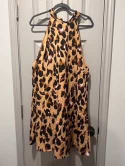 Leopard Print Sleeveless Mini Dress