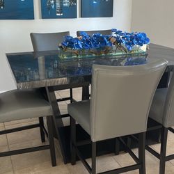 High Top marble Dinning Table With Chairs