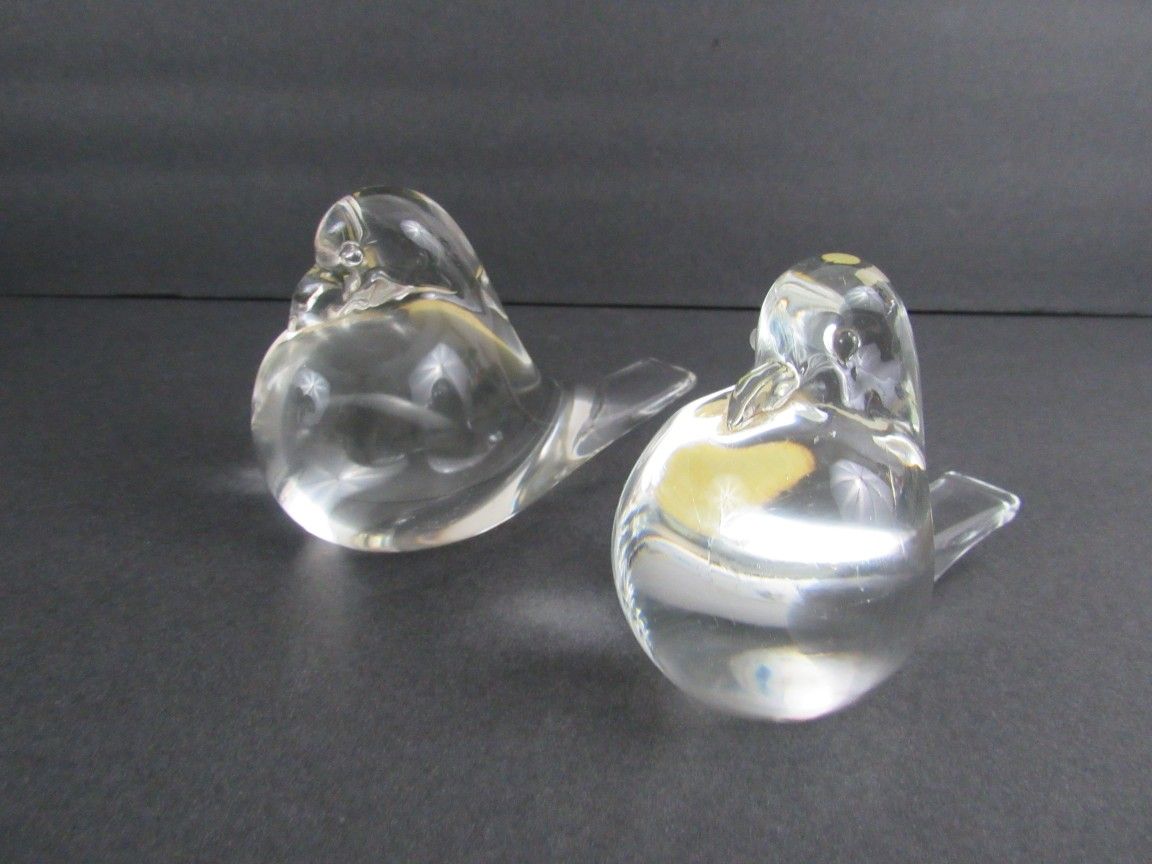 Archimede Seguso Murano Art Glass - Sitting Doves Figurines Italy


