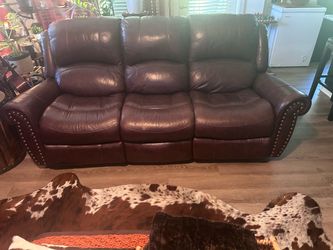 Brown Leather Reclining Sofa