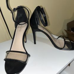 Black And Transparent Strap Heels