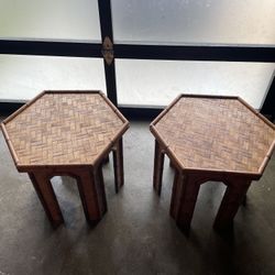 Two Bamboo Side Tables