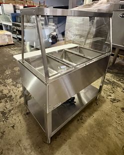 Three (3) Well Electric Table With Sneeze Guard - Restaurant Equipment 