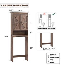 Over The Toilet Storage Cabinet – Rustic Brown Bathroom Organizer