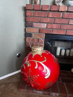 22in Red Gold Ornament Light Up Decor