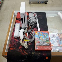 Wii Sistem One Controller Cables And Mario 