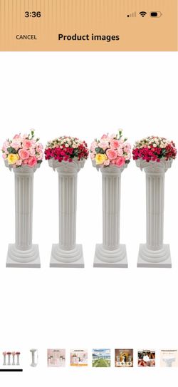 White Roman Column Pedestal Stands Set of 4