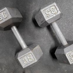 35lb Barbell Cast Iron Hex Dumbbell Pair