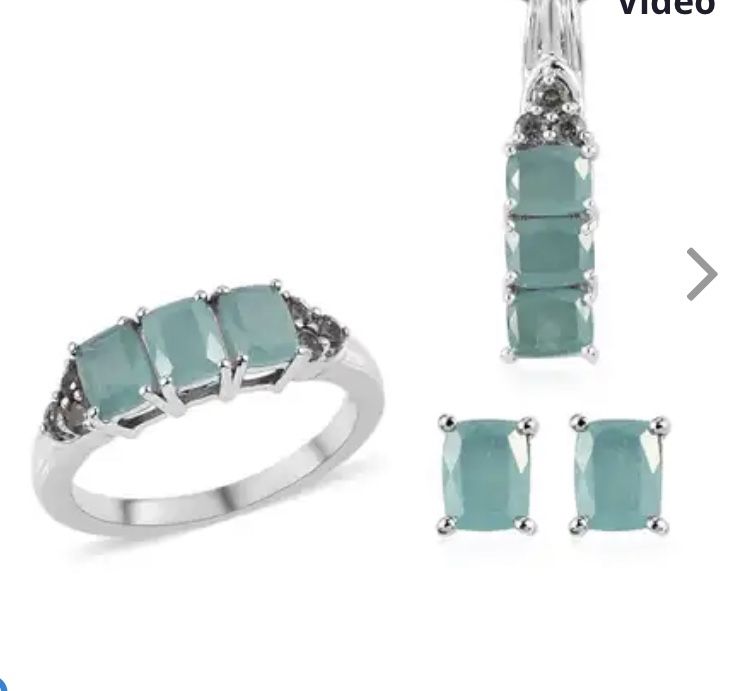 Grandidierite & Color Change Garnet Silver jewelry set - new