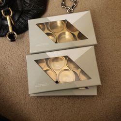 West Elm brass tealights candle holders