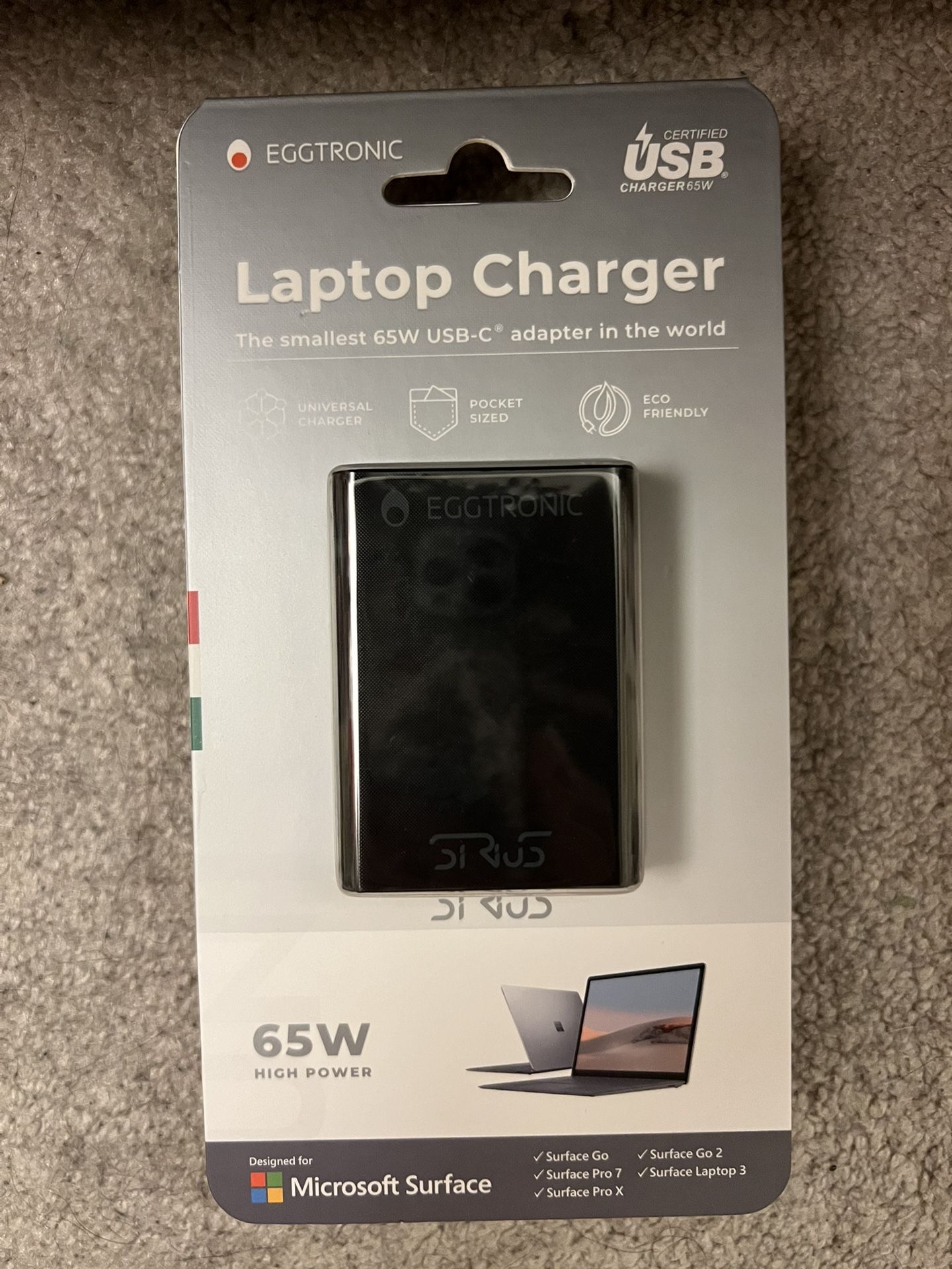 Brand New The Smallest 65W USB-C Microsoft Surface Laptop Charger With Cable