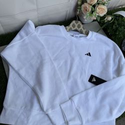 Adidas White ESSENTIALS SMALL LOGO FEEL COZY SWEATSHIRT XS women New with tags