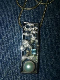 Sterling silver necklace.real stone.look at it close.one of a kind
